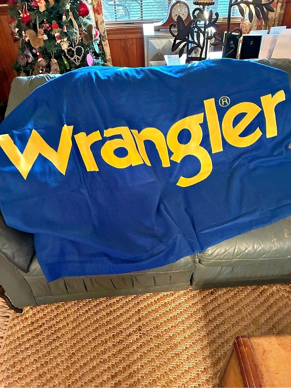 2 NEW WRANGLER out of package, collector blankets. 50 X 60, YELLOW and BLUE.